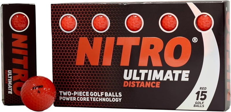 Nitro Ultimate Distance 15 Pack Red Golf Balls - Image 1